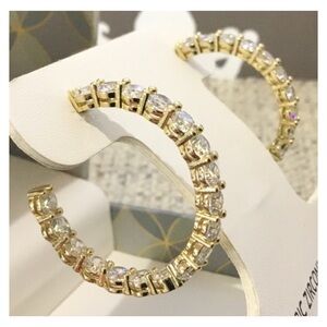 ADDISON BLVD Gold CZ Hoop Earrings in Box